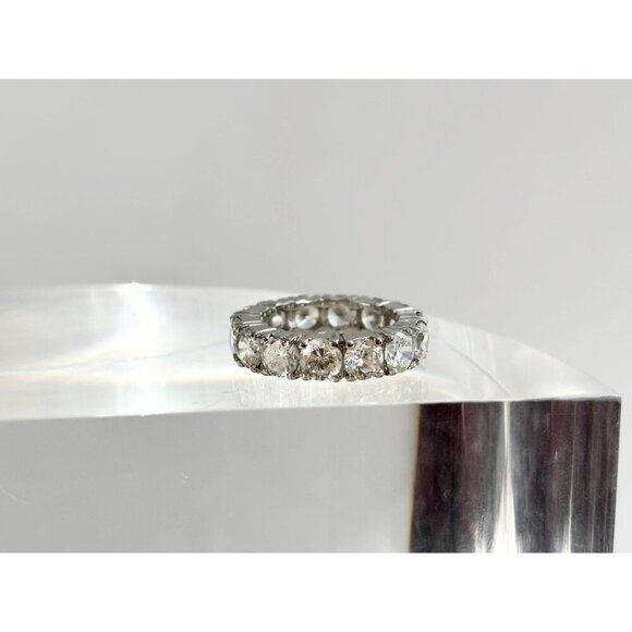 Chunky 360 degree Multi Gemstoned Vintage Sterling Silver Style Ring - sz 5.75 - Picture 4 of 10